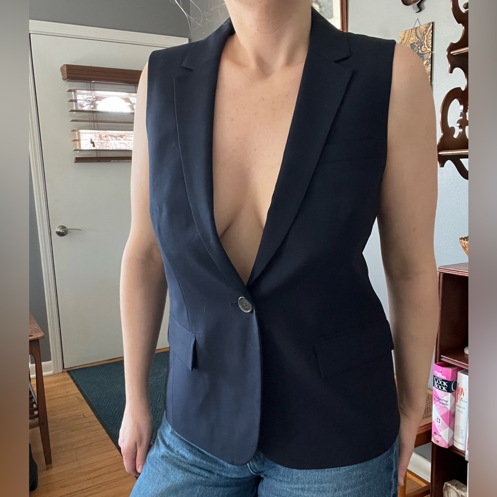 J. Crew Wool Navy Blue Vest Size 6